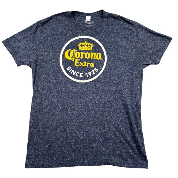 Corona Beer T Shirt sz XL heathered Blue Graphic‎ Logo Tee streetwear grunge - Picture 2 of 8